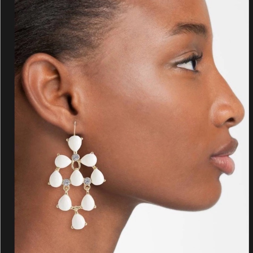 Kate Spade White and Gold Drop Earrings